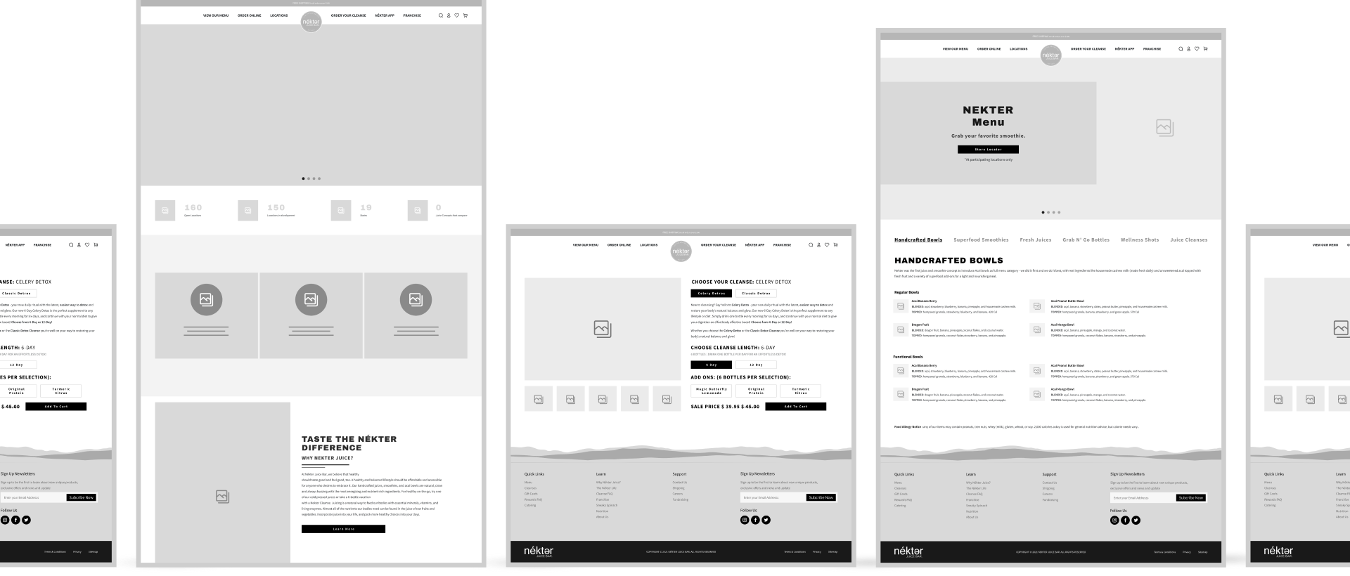 Nekter Juice Bar's WireFrame Image